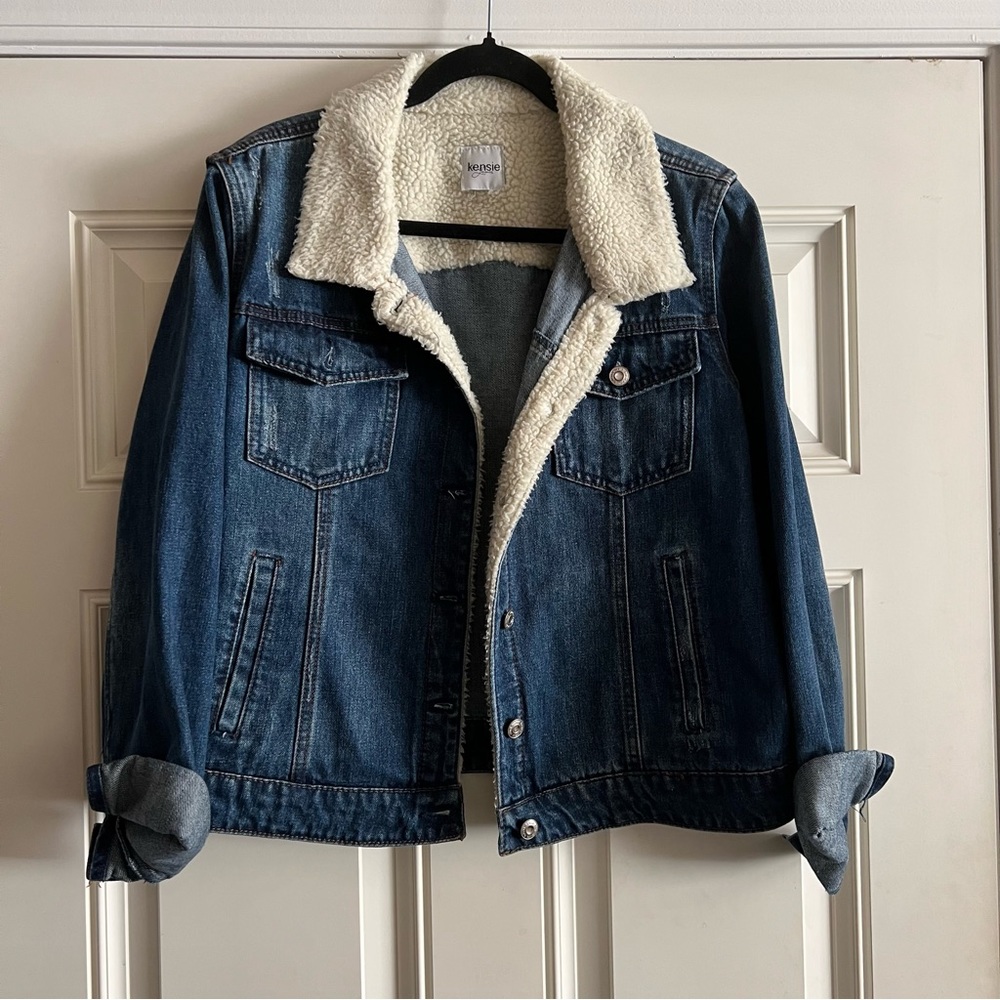 Kenzie Classic Denim Sherpa Jacket Size XL
